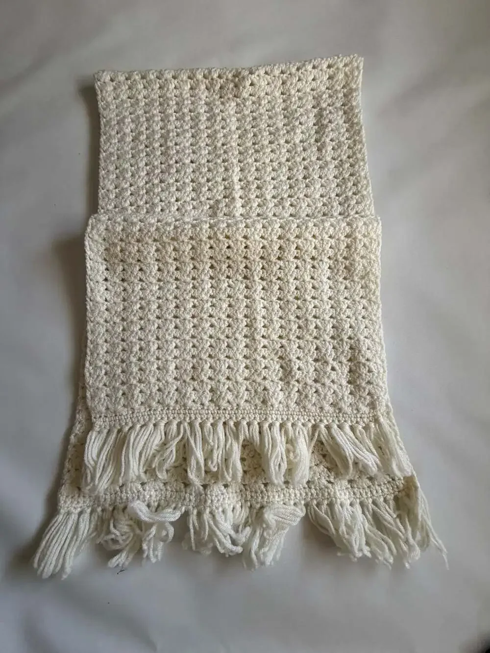 Handmade Crochet Scarf White Cream Chunky Winter Wrap